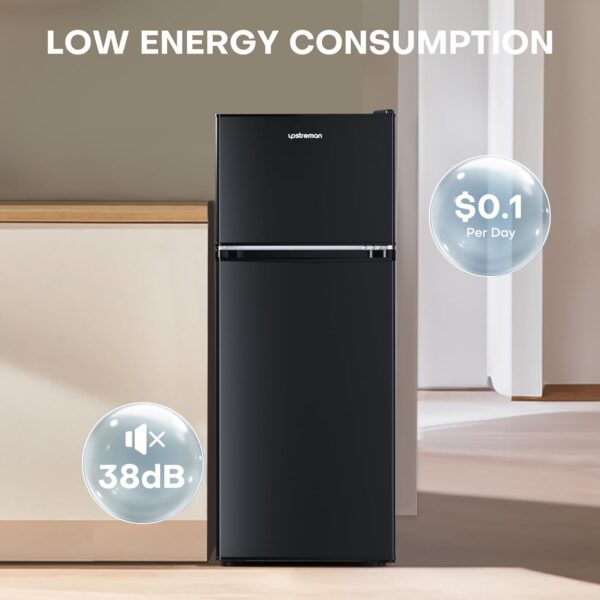 65a0cbc96cd944959e2c85796be28fef Upstreman 4.0 Cu.Ft Mini Fridge with Freezer – Double Door Compact Refrigerator for Dorm, Office, Bedroom – Adjustable Thermostat, Black (BR401)