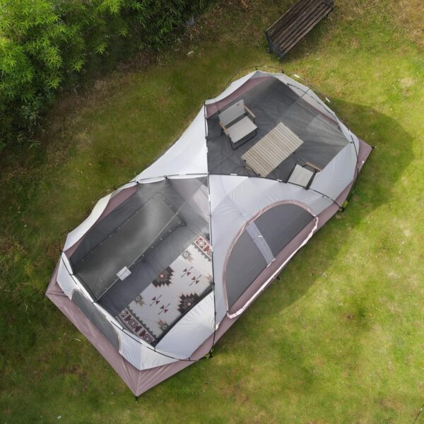 660a41c32fc3451eac72a83c954e4169 UNP Camping Tent 10-Person-Family Tents, Parties, Music Festival Tent, Big, Easy Up, 5 Large Mesh Windows, Double Layer, 2 Room, Waterproof, Weather Resistant, 18ft x 9ft x78in