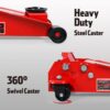 3 Ton Low Profile, Aluminum and Steel Racing Floor Jack with Dual Pistons Quick Lift Pump for Sport Utility Vehicle, Lifting Range 3-15/16" min to 18-5/16" max, Red