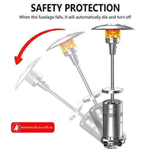 674a193ba3f04cf1b48cfe569f2db62b 2 Set 48,000-BTU Umbrella Patio Propane Heater with Wheels,Stainless Steel Patio Heater,Stainless Steel Floorstanding Liquid Propane Heater Outdoor Patio,Patio Heater Standing Outdoor (Color:Silver)