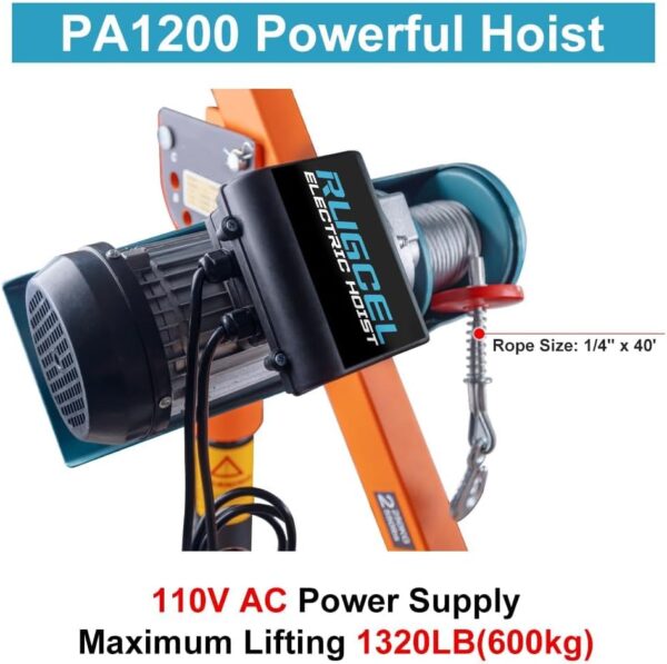 6855ba4b48f743b58ab5b5f1a0be8b65 1100lb Folding Dismountable Household Hoist Truck Crane with Electric Hoist (110V) – 880lb Pulling Force, Jib Cranes for Factory, Warehouse, Construction