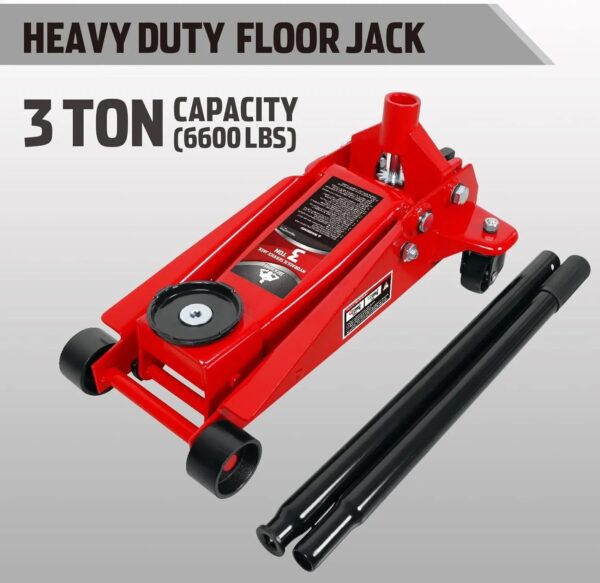 6a386a315af44310b42009eb677cd770 3 Ton Hydraulic Floor Jack with Quick Lift Pump Car Jack, (6,000 lb) Capacity,Red,W83025