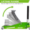 Tools 3-Ton Quick Rise Aluminum Floor Jack with Dual Pump Pistons & Reinforced Lifting Arm (A20018_A20019)