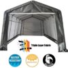 10 x 20-Feet Heavy Duty Carport Portable Garage Enclosed Car Canopy Outdoor Instant Shelter Party Tent with Sidewalls for Auto and Boat Storage, Waterproof and UV-Treated, Grey Peak Top Style