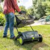 21-Inch Width Leaf & Grass Push Lawn Sweeper, Black