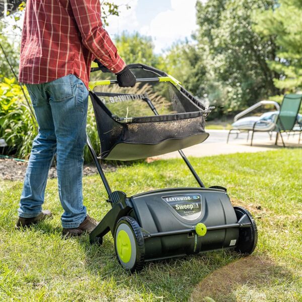 6c56825b95d44b6e8a56dda1c0265410 21-Inch Width Leaf & Grass Push Lawn Sweeper, Black