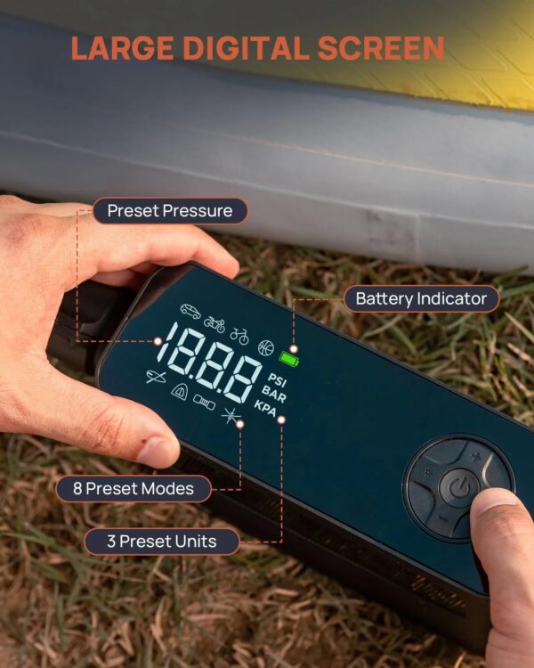 6d1f644b6ee8431ea01072ba73dd5b5d Tire Inflator Portable Air Compressor, Rechargeable Electric Paddle Board Pump 150PSI, 3X Faster Inflation 9 Pump Modes,Auto Air Pump for Car Tires Motorcycle Bike Ball SUP Tent Kayak Float