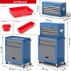 Tool Chest 8-Drawer | 42'' Large Rolling Tool Chest with Wheels | Detachable Top Metal Tool Box | Garage Storage Cabinet for Repair Room,Warehouse | Rolling Tool Box with Hooks,Liners,Tray Divider