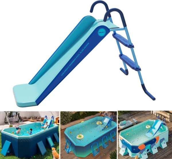6f60241d4f4746e383f4c8ac26c98f8c Pool Slide Inflatable Swimming Water Slide, Summer Swimming Pool Supplies Universal Trampoline Ladder Backyard Slide Home Playground Equipment