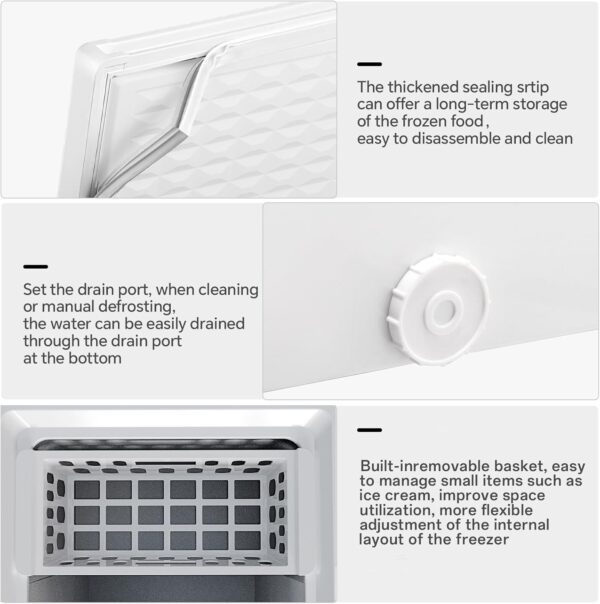 7017202e23a74ac2902c954d1374d60e 3.5 Cubic Feet Chest Freezer with 2 Removable Baskets Free Standing Top Open Door Compact Freezer with Adjustable Temperature for Home/Kitchen/Office/Bar (3.5 Cubic Feet, White)