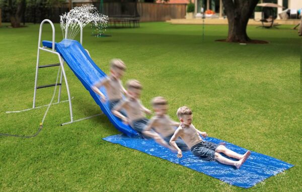 712fb32e97e24be3aee864bd68abaabe XDP Recreation 6 Foot Water Wave Slide with Built In Adjustable Sprinkler, Freestanding with Ground Pad and Hose Extension for Lawn Fun, Ages 3 to 8