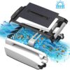 Solar Powered Automatic Robotic Pool Surface Skimmer Cleaner with 24/7 Continuous Cleaning Battery Power and Re-Engineered Twin Salt Chlorine Tolerant Motors (Blue)
