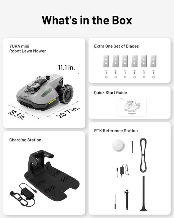 725e7a4b7bc24d549a714ff3d14b14a2 YUKA Mini 500H Robot Lawn Mower Reception 0.12 Acre, Max. 0.17 Acre, Ultrasense AI Vision+ RTK Positioning, Auto Mapping, App Control,45% Slope, Cutting Height 2''~3.5'', 3 Mowing Zones