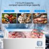 3.5 Cubic Feet Chest Freezer with 2 Removable Baskets Free Standing Top Open Door Compact Freezer with Adjustable Temperature for Home/Kitchen/Office/Bar (3.5 Cubic Feet, White)