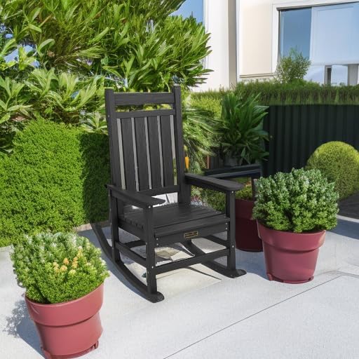 740e3b69e6794522b069c8d752e27872 Outdoor Rocking Chair, HDPE Rocking Chair for Adults, All Weather Porch Rockers for Lawn Garden, White