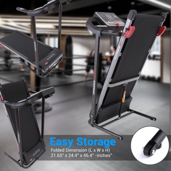 7459980e6859416b94a5c3c3e4f5bd3f SereneLife Folding Treadmill - Foldable Home Fitness Equipment with LCD for Walking & Running - Cardio Exercise Machine - Preset and Adjustable Programs - Bluetooth Connectivity