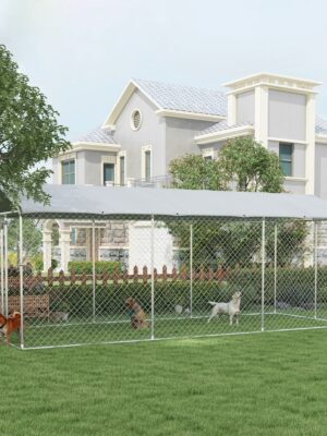 PawHut 19.7' x 7.5' x 7.5' Outdoor Dog Kennel W/ Waterproof Roof