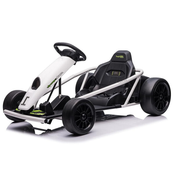 753608b5548b4faab2476473d86a12e8 24V Go Kart for Kids 8-12, 300W*2 Motors, 9Ah Battery, 8MPH Speed, Music, Horn, 175lbs Max Load – White