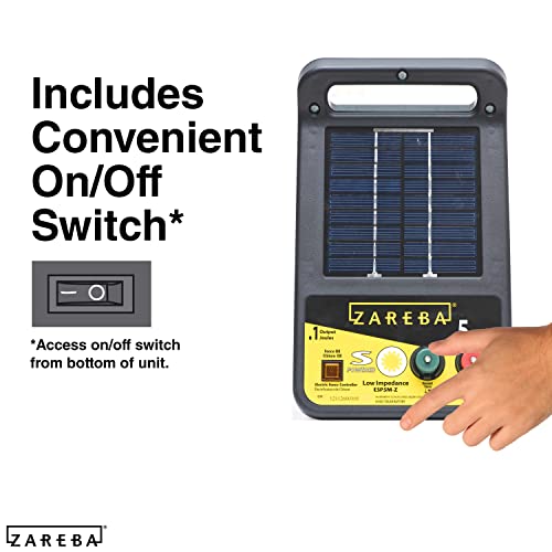 756853da7727412a8747d33c1468c495 Zareba ESP5M-Z Solar Powered Low Impedance Electric Fence Charger - 5 Mile Solar Powered Electric Fence Energizer