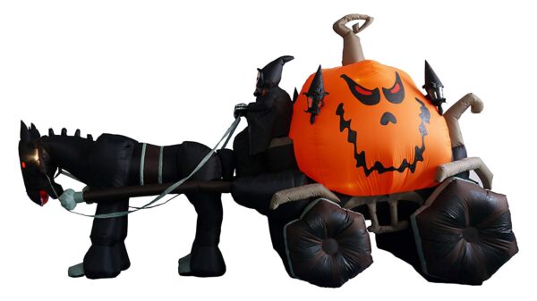 75cfe8bd08e34a4da4b799006e1a8fea 11.5 Foot Long Inflatable Grim Reaper Driving Pumpkin Carriage