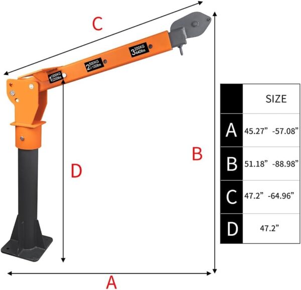 75dc8aab62234646927fa771e4bc0002 1100lb Folding Dismountable Household Hoist Truck Crane with Electric Hoist (110V) – 880lb Pulling Force, Jib Cranes for Factory, Warehouse, Construction