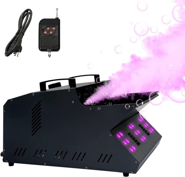 76c554700a2c407fa52c87536e381e8e TC-Home 3 IN 1 Stage Fog Bubble Machine with 18 RGB LED light DMX Stage Lighting Fogger Effect w/ 2 Bubble Fans