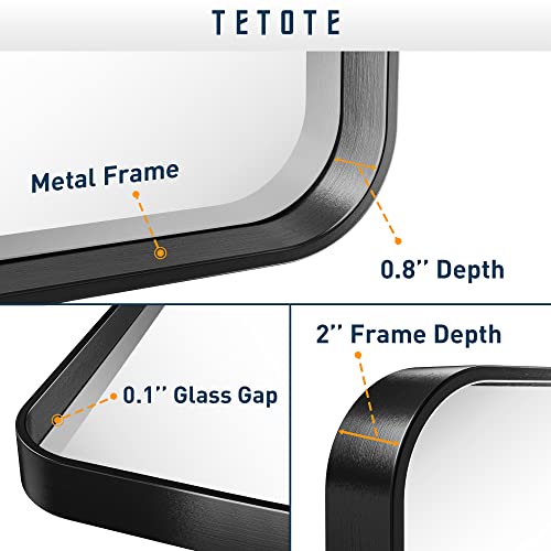 76f4c407c1fc4745998e0ddf3c0eb56b TETOTE Black Framed Mirrors for Bathroom, 22x30 Inch Brushed Metal Frame Wall Mounted Mirror