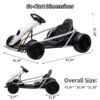 24V Go Kart for Kids 8-12, 300W*2 Motors, 9Ah Battery, 8MPH Speed, Music, Horn, 175lbs Max Load – White