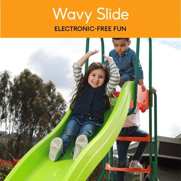 78f95585bf2c4dfdbfef285348687e74 Outdoor Playground Slide, Big Backyard Freestanding Plastic Slide, 10 ft Outdoor Swing Set Slide for Kids Ages 4-8