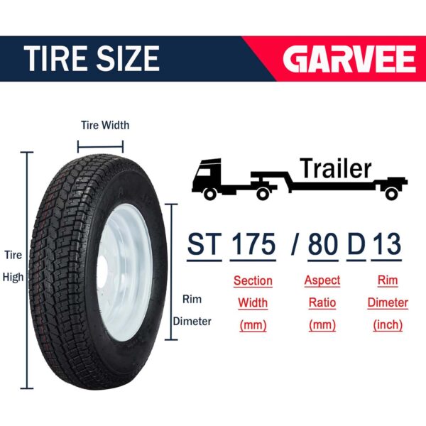 7dacec3a85f145de9bc7a7cfcbebafc3 Set of 2 Trailer Tires Rims 175-80 5 Lug 6PR White Spoke Wheel Load Range C