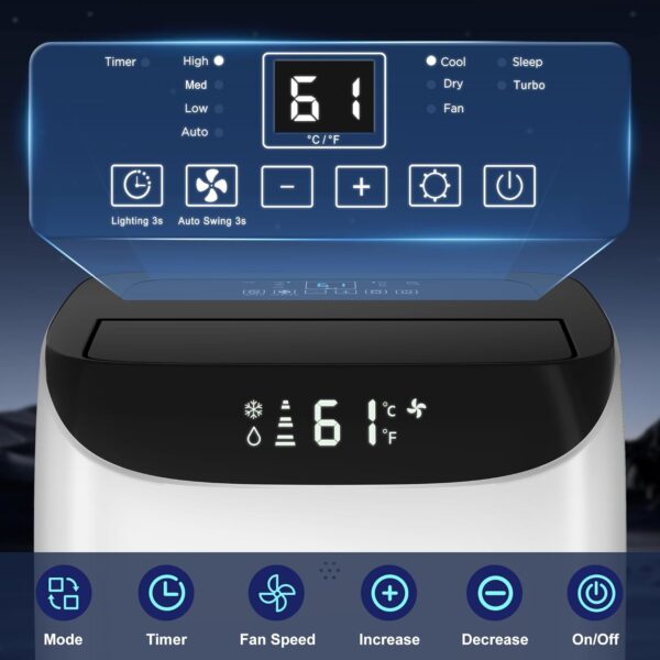 7e88a1ff4c42474684a2aed79c659561 14000 BTU Portable Air Conditioners with Remote Control, 3-in-1 Free Standing Cooling AC Unit with Fan & Dehumidifier, Cools Room up to 700 sq.ft, Smart/Sleep Mode,3 Speed,Auto Swing,24H Timer