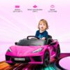 12V Kids Ride on Car Licensed Corvette Battery Powered Car Toddles Electric Sports Car Toy with Remote Control, Visual Dashboard, LED Lights, Music, Gifts for Boys Girls, Rose Red