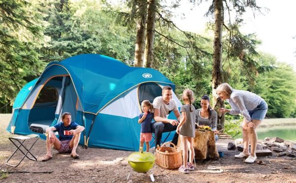 7f6fb0a46209490ca805ef06ce56e480 UNP Camping Tent 10-Person-Family Tents, Parties, Music Festival Tent, Big, Easy Up, 5 Large Mesh Windows, Double Layer, 2 Room, Waterproof, Weather Resistant, 18ft x 9ft x78in