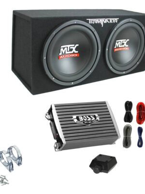 MTX TNE212D 12" 1200W Dual Loaded Subwoofer Box + 1500W Amplifier + Capacitor