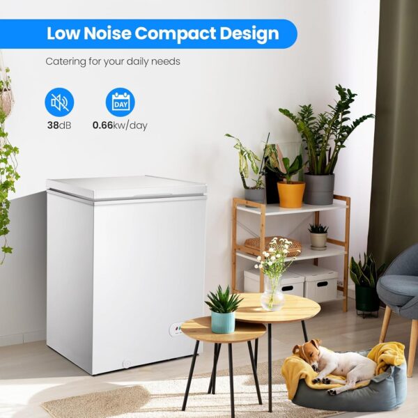 86469c0984f54ba8b3b8fb170420781e 3.5 Cubic Feet Chest Freezer with 2 Removable Baskets Free Standing Top Open Door Compact Freezer with Adjustable Temperature for Home/Kitchen/Office/Bar (3.5 Cubic Feet, White)