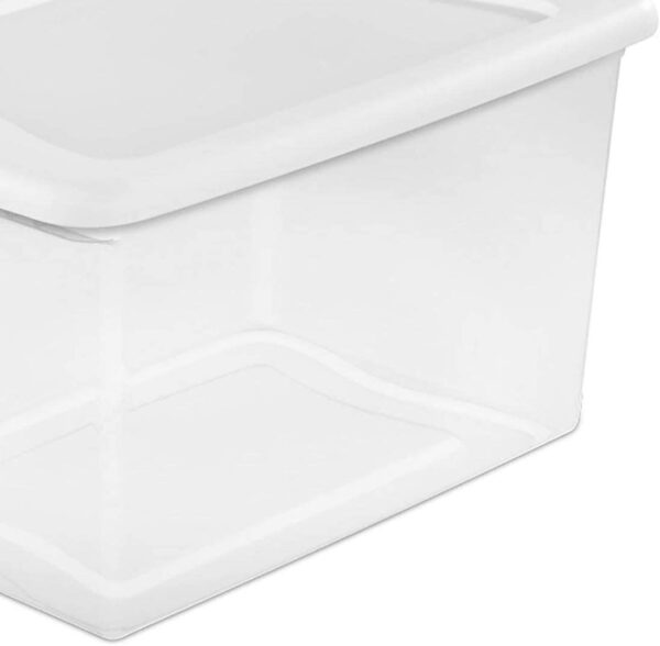 87a6a10bd93b4aa2a79057aba7eb8a5b sterilite 64 quart clear storage tote with lids lot of 6