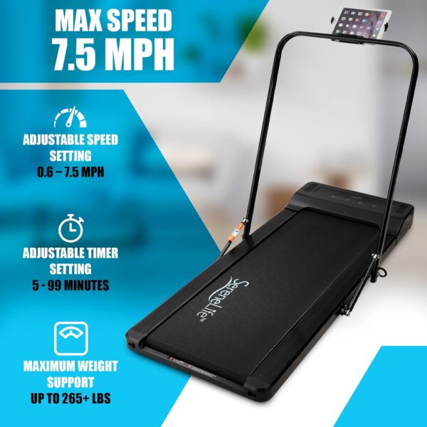 88d1084d0cb3473b912e03fbbb0b385e SereneLife Folding Treadmill - Foldable Home Fitness Equipment with LCD for Walking & Running - Cardio Exercise Machine - Preset and Adjustable Programs - Bluetooth Connectivity