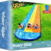 Sloosh Triple Water Slide with 3 BodyBoards, 22.5FT Lawn Water Splash Slip and Slide Summer Toy Splash Pad with Build in Advanced Sprinkler for Kids Adults Backyard Summer Water Fun