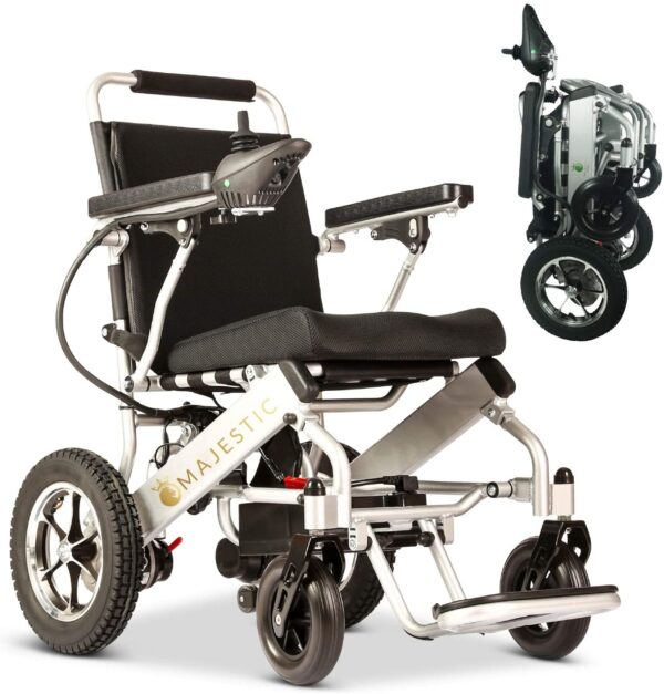 2020 New Folding Ultra Lightweight Electric Power Wheelchair, Silla de Ruedas Electrica, FDA Approved and Air Travel Allowed, Heavy Duty, Mobility Motorized, Portable Power (17.5′′ Seat Width)