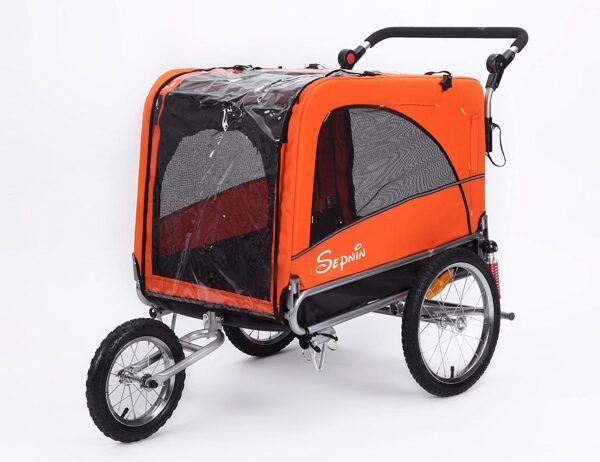 8ddc9ae74f574d6fa2f5bdf209a16e4a 3 in 1 Luxury Large Sized Bike Trailer Bicycle Pet Trailer/Jogger/Dog Cage with Suspension 10308