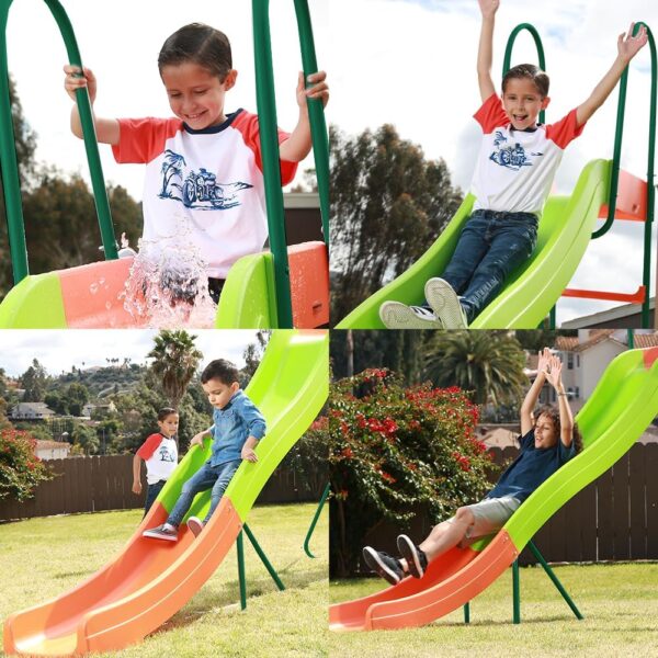 8decb4fa8bbd46c3a71e599215a15427 Outdoor Playground Slide, Big Backyard Freestanding Plastic Slide, 10 ft Outdoor Swing Set Slide for Kids Ages 4-8