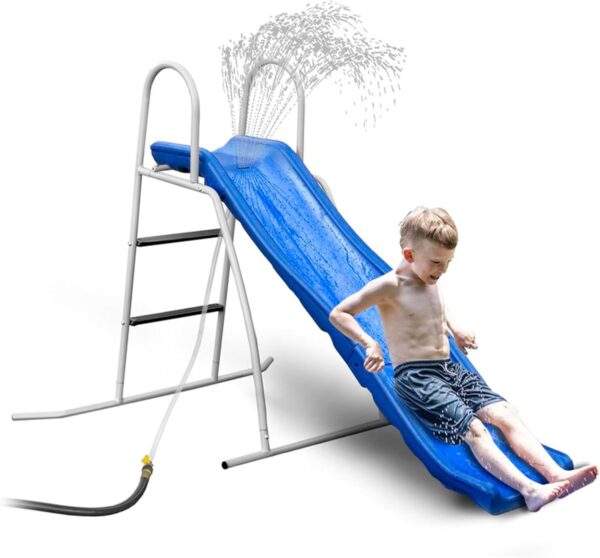 8e210d0c1ae64b0e8bb27bd9e659c32d XDP Recreation 6 Foot Water Wave Slide with Built In Adjustable Sprinkler, Freestanding with Ground Pad and Hose Extension for Lawn Fun, Ages 3 to 8
