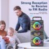Speakers, 60W Portable Wireless Loud Outdoor Home Party Bluetooth Speaker with Subwoofer, FM Radio, LED Colorful Lights, Microphone, Remote and Big Powerful Stereo Deep Bass Sound Boombox