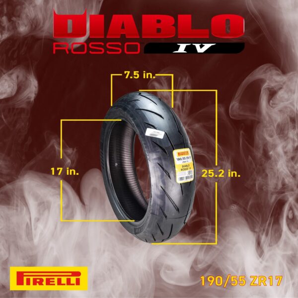 8eb54f2cfa4345eda8c8d21917f7b942-1 Pirelli Diablo Rosso IV Motorcycle Tires Set – Front 110/70ZR17 & Rear 190/55ZR17 with Bonus Keychain