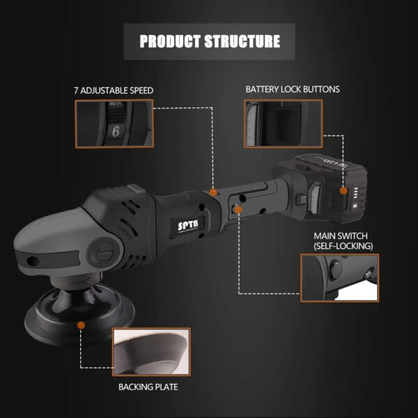 8ff58184f1fe40638e6316dd3c55e37b 18V Cordless Car Polisher, 15mm Orbit 2000-4800 OPM Portable Buffer Polisher with 7 Variable Speed 2Pcs 4.0Ah Battery, 6 Sponge Pads,2 Wool Pad, Tool Bag for Car Polishing, Waxing