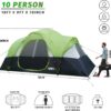 UNP Camping Tent 10-Person-Family Tents, Parties, Music Festival Tent, Big, Easy Up, 5 Large Mesh Windows, Double Layer, 2 Room, Waterproof, Weather Resistant, 18ft x 9ft x78in