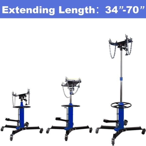 919fb049d9384be1b0208b257d2b45e4-1 1660 Pounds Hydraulic Car Transmission Jack Vertical Lift with 360° Swivel Wheel Pedal ,Blue,33"-70"(0.75Ton)
