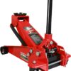 3 Ton Low Profile, Aluminum and Steel Racing Floor Jack with Dual Pistons Quick Lift Pump for Sport Utility Vehicle, Lifting Range 3-15/16" min to 18-5/16" max, Red