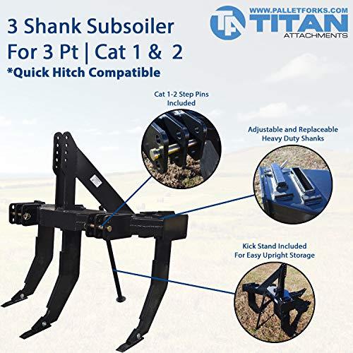 949979a5561a4f1a85e9c711f1a3d238 3 Shank Subsoiler Ground Ripper Fits 3 Point Tractor Cat 1 & 2 Quick Hitch Compatible