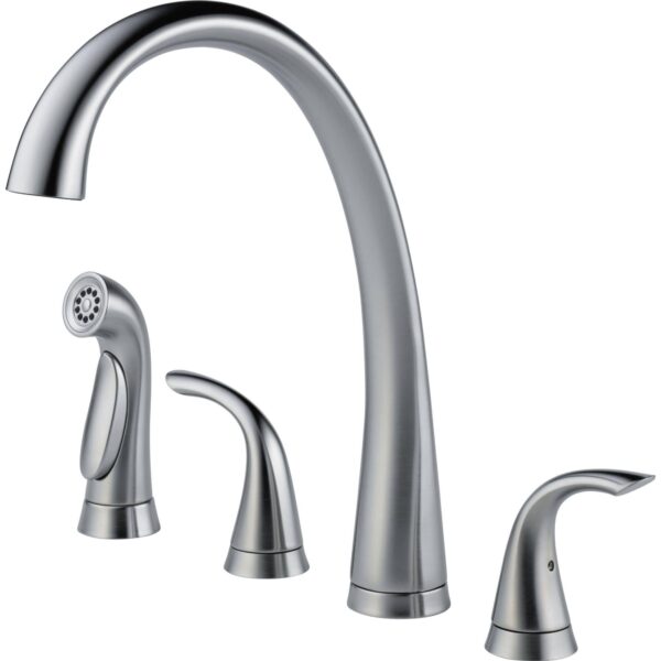 94fdf7f439ae41b785576c9d68e18cf1 2480-AR-DST Pilar Two Handle Widespread Kitchen Faucet with Spray �� Arctic